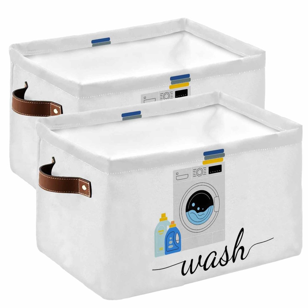 2 Pack Large Storage Baskets Bins Laundry Room Collapsible Storage Box Laundry Organizer for Closet Shelf Nursery Kids Bedroom Washing Machine Wash Daily Activities