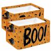 2 Pack Large Storage Baskets Bins Halloween Boo Collapsible Storage Box Laundry Organizer for Closet Shelf Nursery Kids Bedroom Black Star Polka Dots Ghost Orange view 1