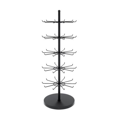 LXBAMKEA 4/5/6/7 Tier Rotating Retail Display Racks, Jewelry Towers, Multifunctional Necklaces Bracelets Earrings Ring Keyring Sock Storage Holder, Organizer Shelves (Color : Black, Size : 40x160CM(