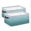 2 Pack Large Storage Baskets Bins Turquoise Ombre Collapsible Storage Box Laundry Organizer for Closet Shelf Nursery Kids Bedroom Teal White Gradient Modern Abstract Art view 1
