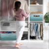 2 Pack Large Storage Baskets Bins Turquoise Ombre Collapsible Storage Box Laundry Organizer for Closet Shelf Nursery Kids Bedroom Teal White Gradient Modern Abstract Art view 4