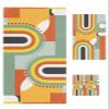 Abstract Orange Bath Towels for Bathroom Set - Luxury Microfiber Towels Gifts for Women,Quick Dry Beach Kitchen Hand Hair Face Towel and Dish Washcloth,Modern Geometric Middle Century CasualTowels+Set view 1