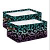 2 Pack Large Storage Baskets Bins Teal Purple Ombre Leopard Collapsible Storage Box Laundry Organizer for Closet Shelf Nursery Kids Bedroom Modern Cheetah Abstract Art Aesthetics view 1