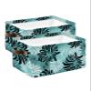 2 Pack Large Storage Baskets Bins Teal Black White Spring Floral Collapsible Storage Box Laundry Organizer for Closet Shelf Nursery Kids Bedroom Modern Abstract Aesthetics view 1