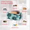 2 Pack Large Storage Baskets Bins Teal Black White Spring Floral Collapsible Storage Box Laundry Organizer for Closet Shelf Nursery Kids Bedroom Modern Abstract Aesthetics view 2
