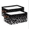 2 Pack Large Storage Baskets Bins Black Ombre Leopard Collapsible Storage Box Laundry Organizer for Closet Shelf Nursery Kids Bedroom Modern Cheetah Abstract Art Aesthetics view 1