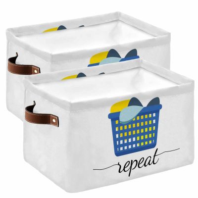2 Pack Large Storage Baskets Bins Laundry Room Collapsible Storage Box Laundry Organizer for Closet Shelf Nursery Kids Bedroom Laundry Basket Clothes Daily Activities