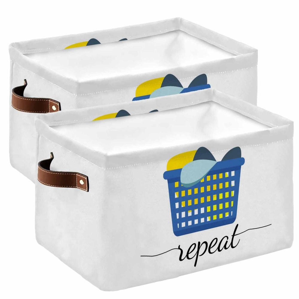 2 Pack Large Storage Baskets Bins Laundry Room Collapsible Storage Box Laundry Organizer for Closet Shelf Nursery Kids Bedroom Laundry Basket Clothes Daily Activities