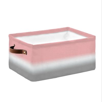 1 Pack Large Storage Baskets Bins Pink White Grey Ombre Collapsible Storage Box Laundry Organizer for Closet Shelf Nursery Kids Bedroom Modern Abstract Aesthetics