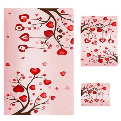 Love-Tree Bath Towels for Bathroom Set - Luxury Microfiber Towels Gifts for Women,Quick Dry Beach Kitchen Hand Hair Face Towel and Dish Washcloth,Valentine's Day Saint Rose Spring Love-BirdsTowels+Set