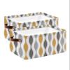 2 Pack Large Storage Baskets Bins Yellow Grey Striped Collapsible Storage Box Laundry Organizer for Closet Shelf Nursery Kids Bedroom Middle Century Abstract Art Aesthetics view 1