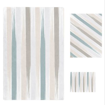 Abstract Bath Towels for Bathroom Set - Luxury Microfiber Towels Gifts for Women,Quick Dry Beach Kitchen Hand Hair Face Towel Dish Washcloth,Beige Teal Geometric Minimalistic Brush Stripes Towels+Set