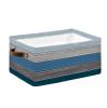 1 Pack Large Storage Baskets Bins Navy Blue Grey Ombre Collapsible Storage Box Laundry Organizer for Closet Shelf Nursery Kids Bedroom Farmhouse Wooden Striped Abstract Aesthetics view 1