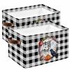 2 Pack Large Storage Baskets Bins Halloween Collapsible Storage Box Laundry Organizer for Closet Shelf Nursery Kids Bedroom Trick or Treat Pumpkin Black White Plaid view 1