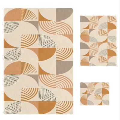 Abstract Modern Bath Towels for Bathroom Set - Luxury Microfiber Towels Gifts for Women,Quick Dry Beach Kitchen Hand Hair Face Towel and Dish Washcloth,Geometric-Lines Orange Black BohemiaTowels+Set