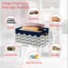 2 Pack Large Storage Baskets Bins Navy Blue Geometric Collapsible Storage Box Laundry Organizer for Closet Shelf Nursery Kids Bedroom White Chevron Modern Abstract Art Aesthetics view 2