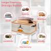 2 Pack Large Storage Baskets Bins Thanksgiving Collapsible Storage Box Laundry Organizer for Closet Shelf Nursery Kids Bedroom Orange Plaid Gnomes Pumpkin Rustic Wood view 2