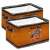 2 Pack Large Storage Baskets Bins Halloween Collapsible Storage Box Laundry Organizer for Closet Shelf Nursery Kids Bedroom Black Beige Plaid Pumpkin Crow Orange view 1