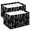2 Pack Large Storage Baskets Bins Halloween Skull Collapsible Storage Box Laundry Organizer for Closet Shelf Nursery Kids Bedroom Black and White Skeleton Sport view 1