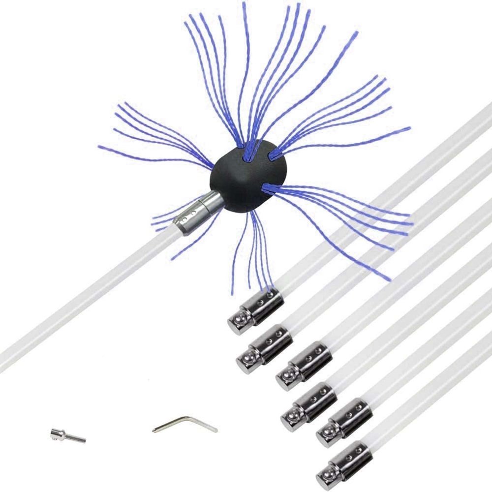 chimney sweep kit Chimney Sweep Brushes Kit, Dryer Vent Cleaning Drain Rod Set, Electrical Drill Drive Nylon Sweeping Brush With 6/8/10/12 Rods, Clean Tool For Chimneys Flue Fireplace Stove ( Color :