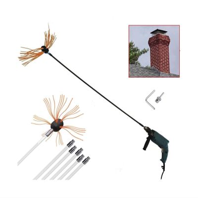 LIYUN Chimney Sweep kit 6/8/10/12 Meter Chimney Brush Chimney Sweep Kit with Extra Nylon Brush Head for Pellet Stove for Cleaning Metal Or Brick Chimneys (Color : Orange, Size : 6 m)