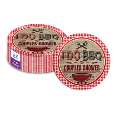 Birthday Galore I Do BBQ Red Gingham Party Supplies - 32 Piece Large 9" Paper Plates - Couples Shower BBQ Large Plates - Bachelorette Bachelor Party Disposable Tableware