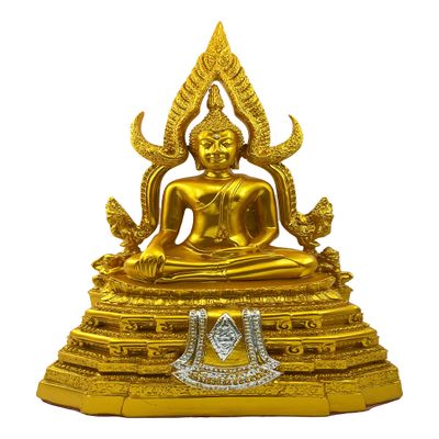 BUDDHO Chinnaraj Buddha Statue 12" H. Gold Thai Buddha Statue for Home Decor Buddha Sculpture Small Gift Office Gift Office Decor Figurines Meditation Decor Outdoor Statue