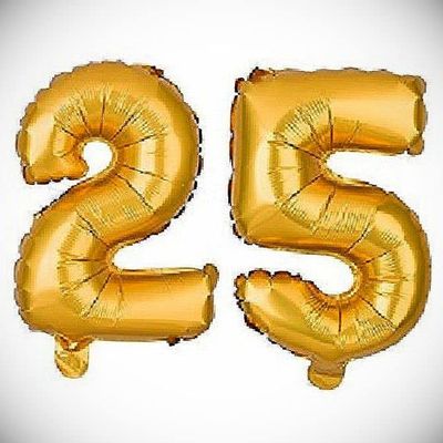 16" 25 Gold Number Balloons 25th Birthday Party Anniversary Foil Balloon Decor Hanging Balloon Bright Color for Wedding Decoration Banner Air Balloon
