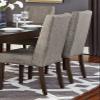 Contemporary Gray Fabric Upholstered Side Chair 2pc Set Dark Brown Finish Wooden Dining Furniture view 2