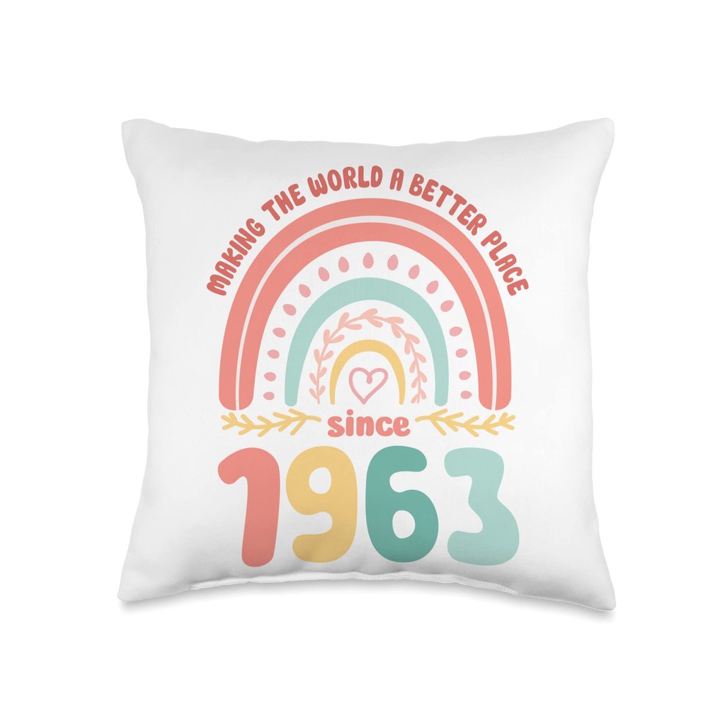 60 Birthday Making the world a better place since 1963 Throw Pillow