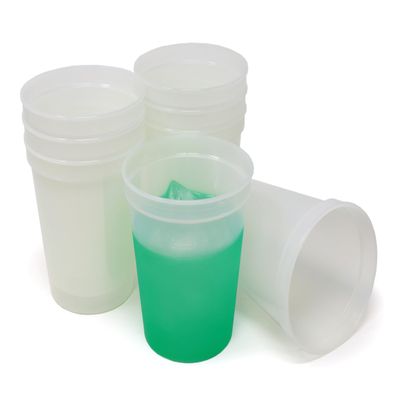 Rolling Sands 16 oz. Reusable Plastic Stadium Cups, 8 Pack, Made in USA, BPA-Free Dishwasher Safe Color Changing Tumblers, Frost To Green
