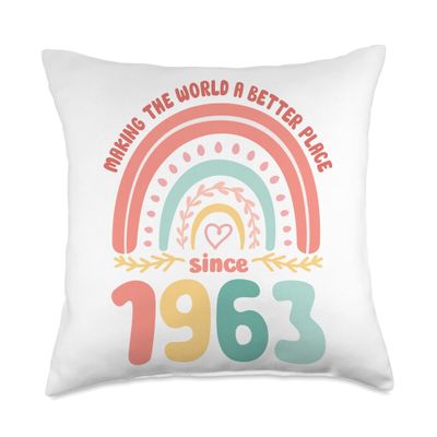 60 Birthday Making the world a better place since 1963 Throw Pillow