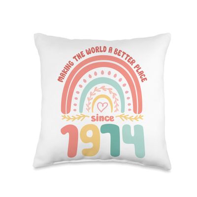 50 Birthday Making the world a better place since 1974 Throw Pillow