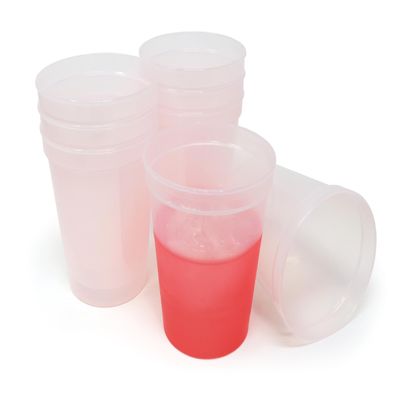 Rolling Sands 16 oz. Reusable Plastic Stadium Cups, 8 Pack, Made in USA, BPA-Free Dishwasher Safe Color Changing Tumblers, Frost To Red Pink