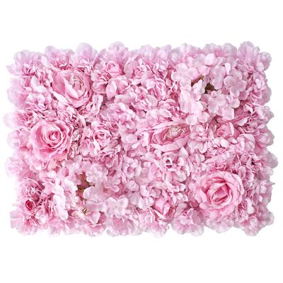 AestheTech Wedding Dcor Pink Mixed Flower Mats  24" x 17" x 2" Decorative Flower Panel for Party/Event Decorations, Indoor/Outdoor Decoration Foliage Panels, Backdrop Wall Display