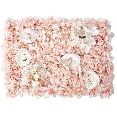 AestheTech Wedding Dcor Blush Mixed Flower Mats  24" x 17" x 2" Decorative Flower Panel for Party/Event Decorations, Indoor/Outdoor Decoration Foliage Panels, Backdrop Wall Display