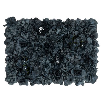 AestheTech Wedding Dcor Black Mixed Flower Mats  24" x 17" x 2" Decorative Flower Panel for Party/Event Decorations, Indoor/Outdoor Decoration Foliage Panels, Backdrop Wall Display