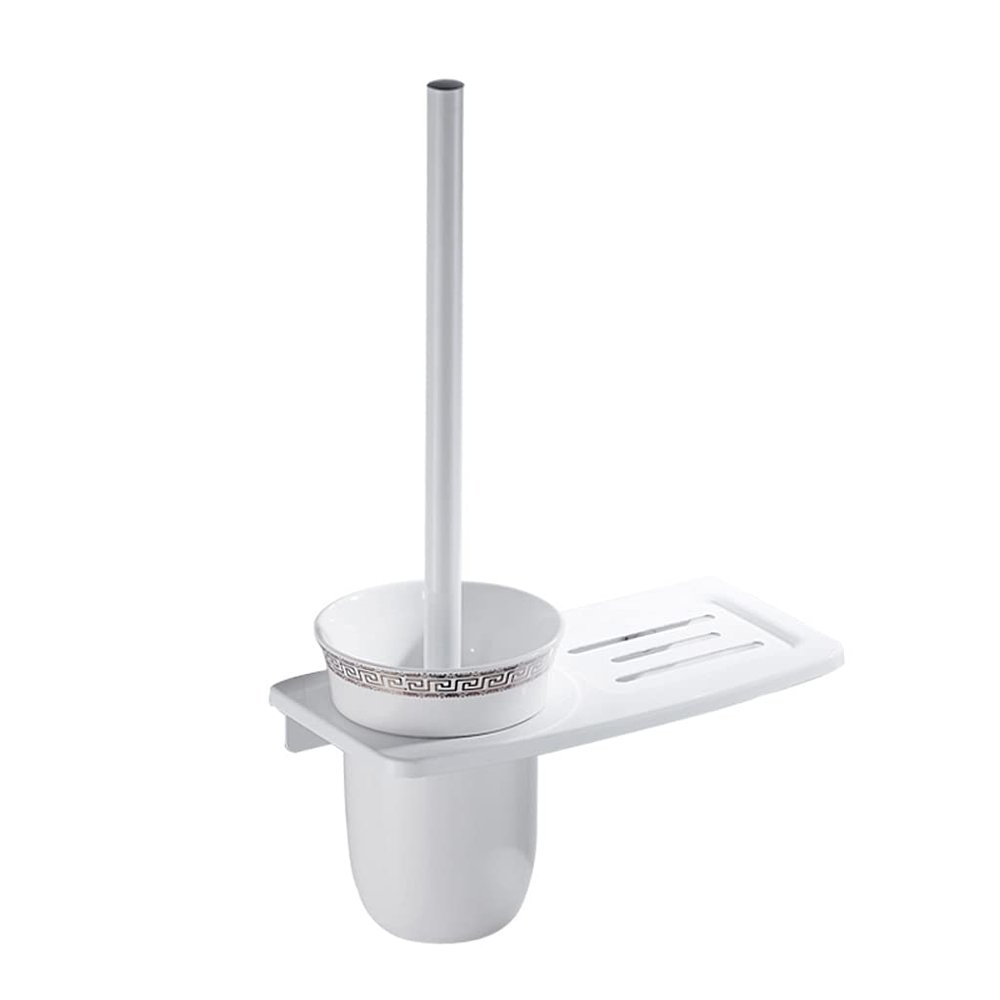 NOVOCE Toilet Brush Toilet Brush Holder Household Wall-Mounted Toilet Bowl Brush Bathroom Punch Toilet Cleaning Brushs Modern Creative Cleaning Brush Set White Toilet Bowl Brush