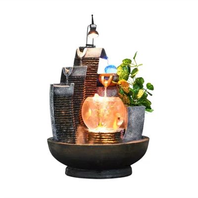 HIHELO Desktop Fountain Modern Indoor Alpine Fountain Turning Ball Indoor Humidifier Desktop Decoration Home Decoration Desktop Fountain Water Fountain Outdoor (Color : 1)
