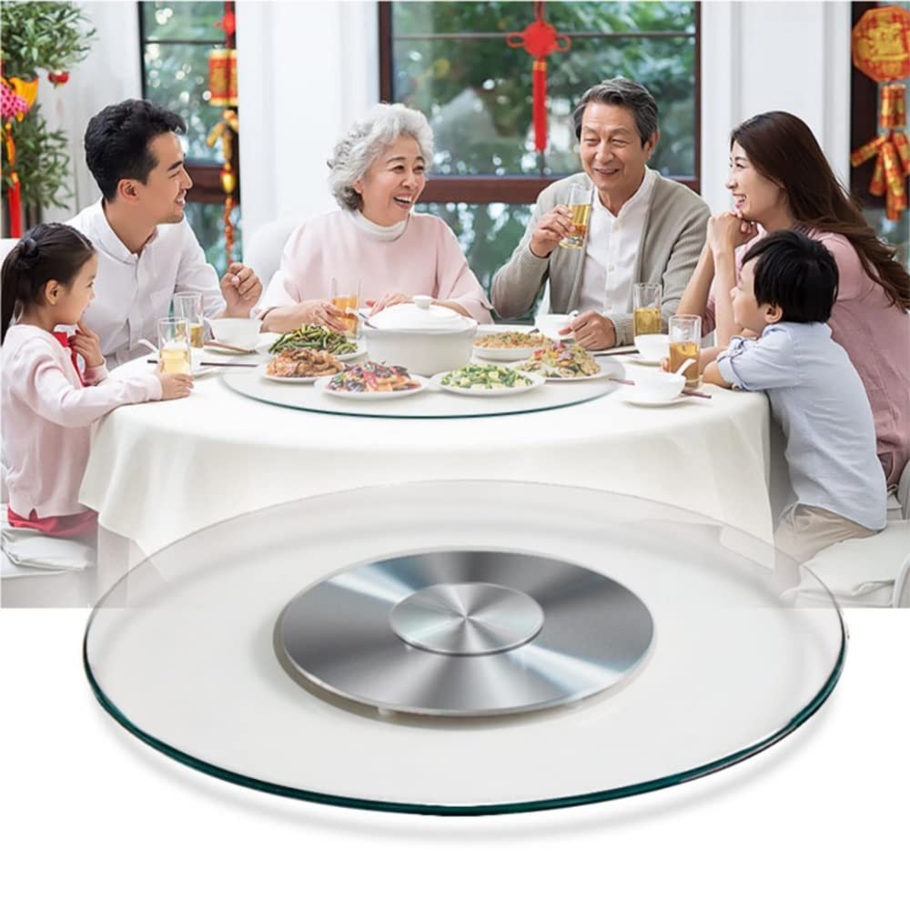WEBUP Lazy Susan - Transparent Glass Turntable Rotating Tray Serving Plate 24/27/32/34/36/40inch Turntable Home Hotel Countertop Tray, No Noise (Size : 70cm/28inch)