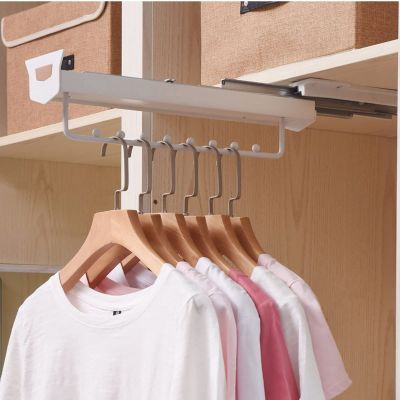 BAFAFA Sliding Pull Out Closet Rod,Adjustable Closet Rod Hanging Rod, Home Stretchable Closet Valet Rod Hanging Clothes Closet Rod Coat Clothes Hanging Accessories (Color : White)
