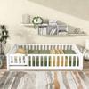 LLS Full Size Floor Bed Frame, Solid Wood Platform Bed Frame with Fence Railings and Door, Full Bed with Support Slats for Teens, Boys, Girls, No Box Spring Needed, White view 3