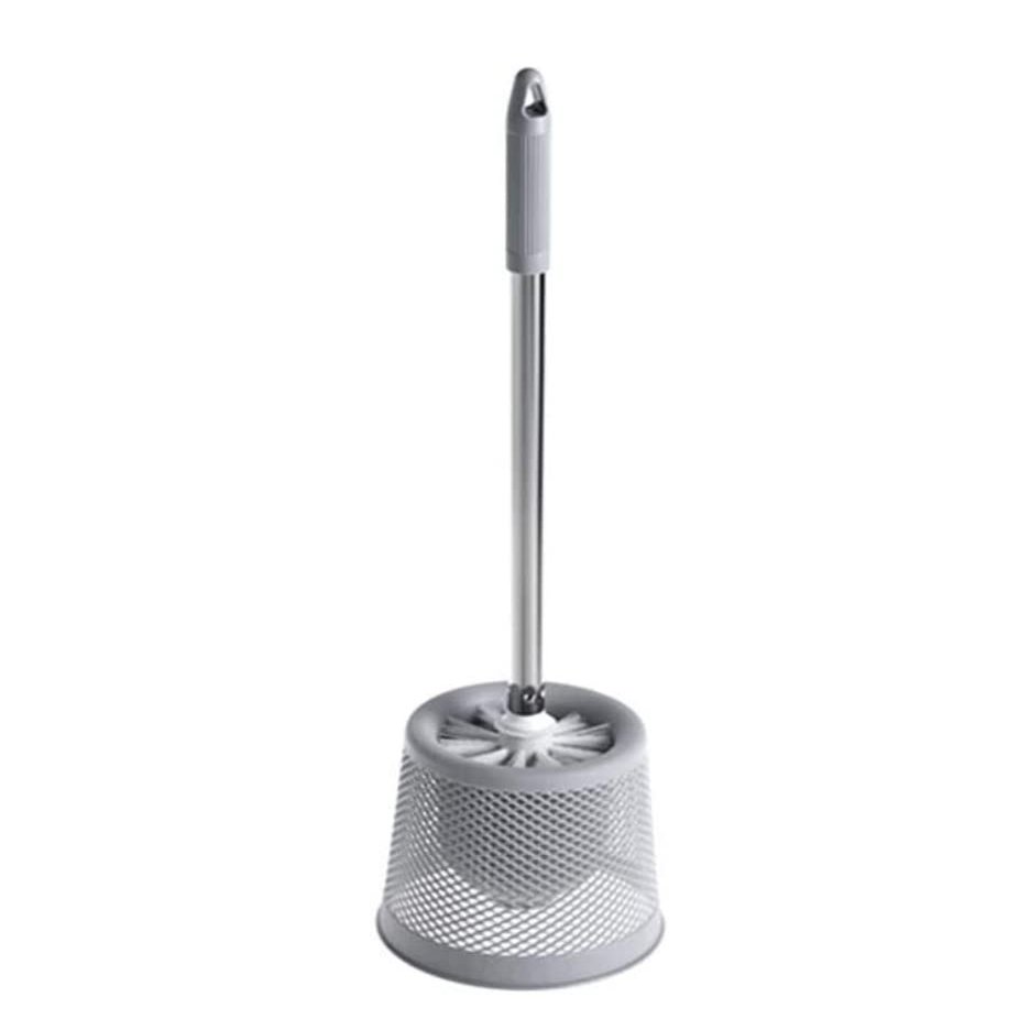 NOVOCE Toilet Brush Holder Toilet Brush and Holder with Strong Bristles Bathroom Toilet Bowl Cleaner Brush Set Toilet Cleaning Brush Kit Toilet Bowl Brush and Holder (Color : Gris)