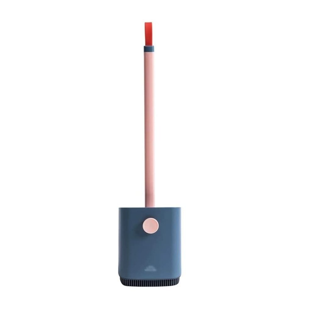 NOVOCE Toilet Brush and Holder Toilet Brush Holder Long Handle Soft Rubber Toilet Cleaning Brush with Base Bathroom Cleaning Tool Accessories Set Toilet Bowl Brush and Holder (Color : Blue)