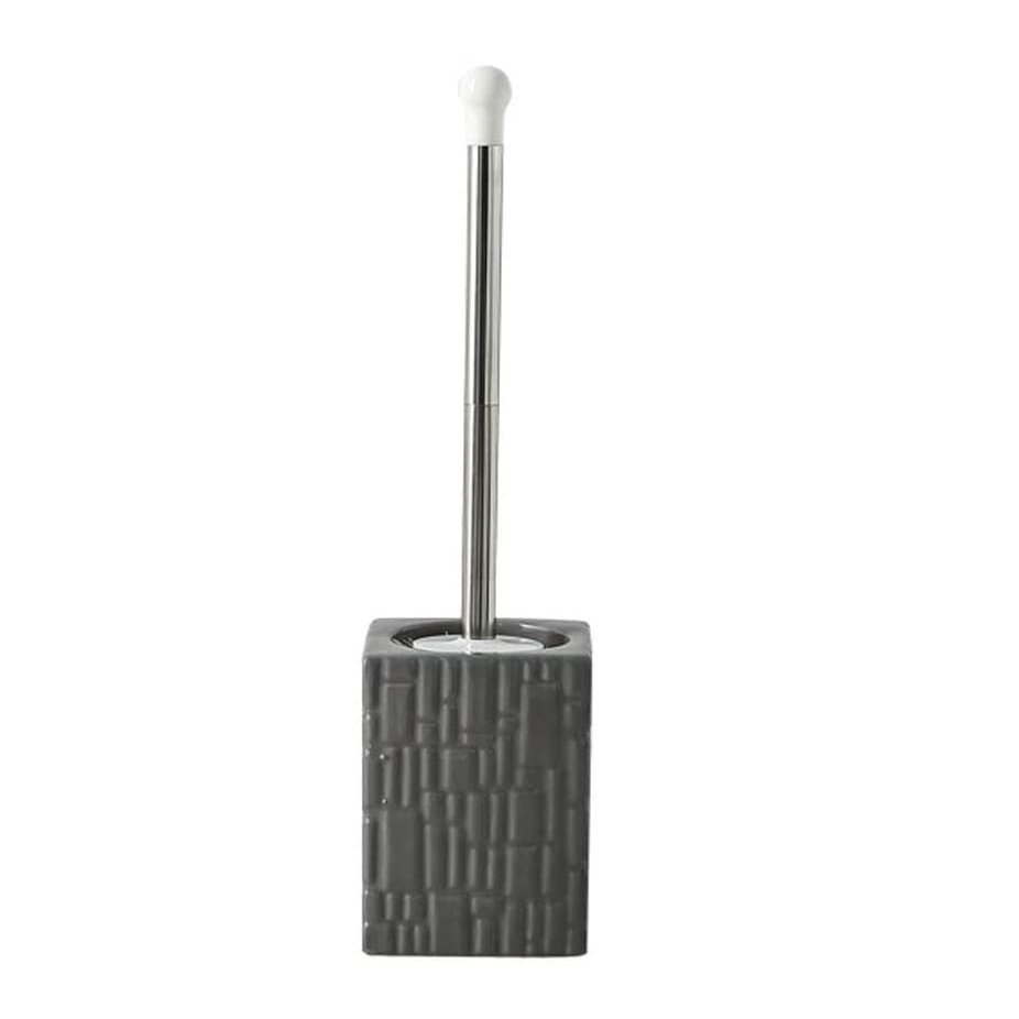 Toilet Brush Holder Toilet Brush and Holder Ceramic Toilet Brush and Bracket Bathroom Toilet Brush Set Stainless Steel Long Handle Handle Clean The Toilet Toilet Bowl Brush and Holder ( Color : Gris )