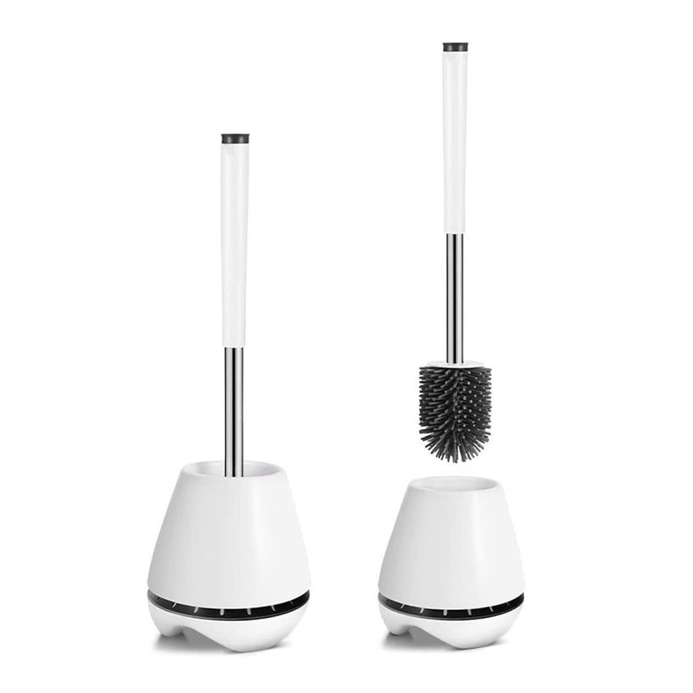 NOVOCE Toilet Brush Holder Toilet Brush and Holder Set, Stainless Steel with Soft Silicone Bristle Sturdy Cleaning Toilet Bowl Brush Set for Bathroom Toilet Bowl Brush and Holder (Color : 2pcs)