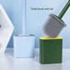 NOVOCE Toilet Bowl Brush Silicone Toilet Brush and Holder SetToilet Bowl Brush for Bathroom CleaningFlat Silicone Toilet Scrubber Brush with Lid Cleaning Utensils (Color : Green-Floor Standing) view 4