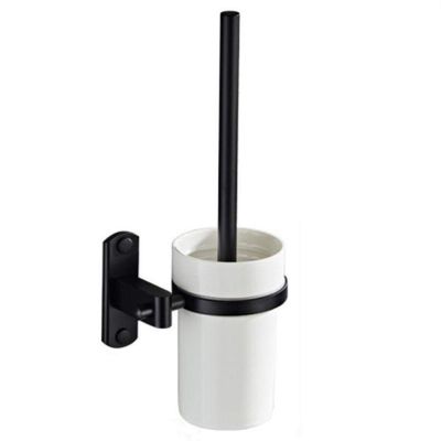 NOVOCE Toilet Bowl Brush Black Space Aluminum Toilet Brush Set Bathroom Wall-Mounted Toilet Brush Bathroom Hardware Accessories Toilet Cleaning Brush