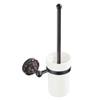 NOVOCE Toilet Bowl Brush Black Bronze Carved Surface Brass Bathroom Toilet Brush Holder with Ceramic Cup Toilet Cleaning Brush view 1