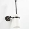 NOVOCE Toilet Bowl Brush Black Bronze Carved Surface Brass Bathroom Toilet Brush Holder with Ceramic Cup Toilet Cleaning Brush view 4